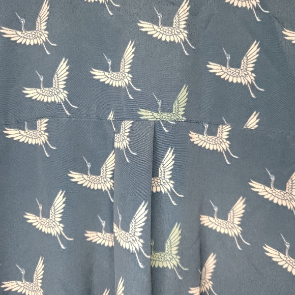 2/$30 Laura Scott1X Novelty Crane Bird All Over Print Roll Tab 3/4 Sleeve - Picture 10 of 15